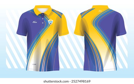 blue yellow polo sport shirt sublimation jersey template