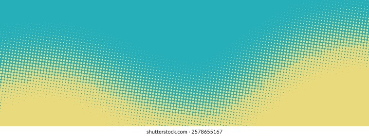 Blue and yellow pop art background in retro comics style with halftone dots design, vector illustration eps10