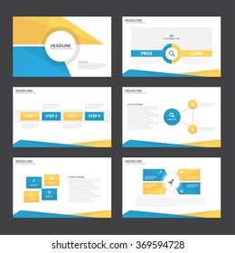 Blue Yellow presentation templates Infographic elements flat design set for brochure flyer leaflet marketing advertising