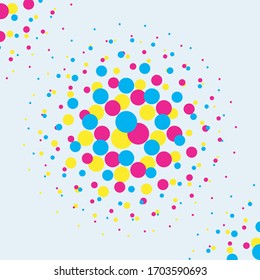revestimiento del marco del círculo vectorial abstracto amarillo azul mitad puntos del logotipo emblema de diseño para medicina, tratamiento, cosmética