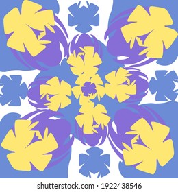 blue yellow purple flower pattern design