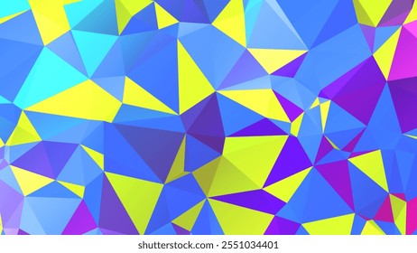 Blue, yellow and purple polygonal illustration graphic background. Creative design template.