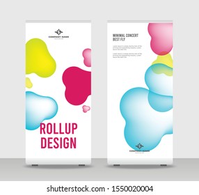 Blue yellow red Abstract Shapes Modern Exhibition Advertising Trend Business Roll Up Banner Stand Poster Brochure flat design template creative concept. Blue yellow red Roll Up EPS. Presentation