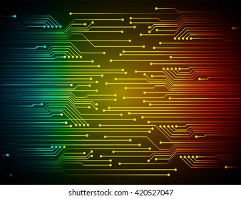 blue yellow red abstract vector background with high tech circuit board