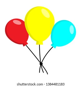 Blue, yellow , red balloons flat design style,. Happy Birthday, holidays, party concept.