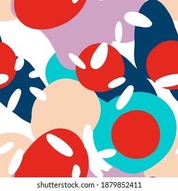 Patrón simple vectorial sin soldadura de dibujo azul y amarillo y rojo. Papel tapiz de pintura abstracta. Ilustración Brillante De Moda.  Esbozo de verano mosaico.