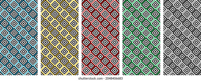 blue, yellow, red, green and gray seamless pattern collection. vector illustration. banner, dress, jersey, fashion, phone case, cloth table, book cover, print, etc