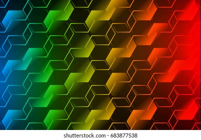 Blue yellow red Hexagon pattern