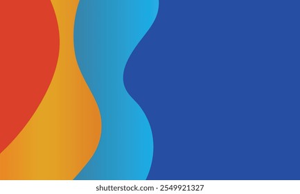 Blue, yellow, red and orange abstract papercut geometric  Decoration papercut with wavy layers. Abstract design template for brochures, flyers, magazine, business card, branding, banners