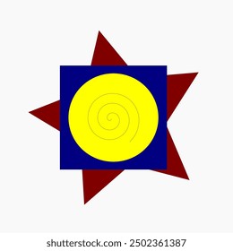 blue yellow red swirl shape