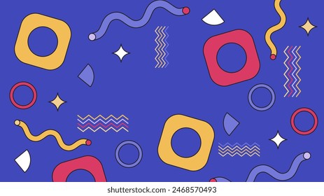 Azul amarillo y rojo Ilustración vectorial diseño plano abstracto fondo geométrico memphis