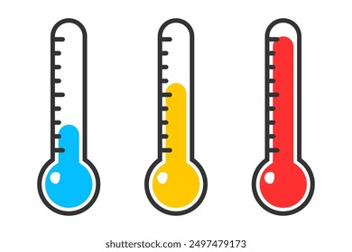 Blue Yellow Red Weather Thermometer icon. Clipart image isolated on white background