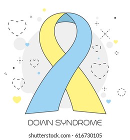 Blue Yellow Ribbon. Vector world down syndrome day symbol 