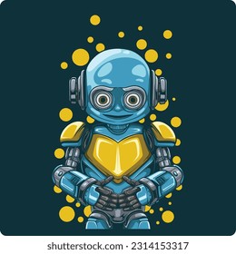 blue and yellow robot vector illustration design