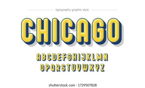 Blue Yellow Rounded Display Typography Artistic Font Design