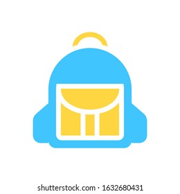 blue and yellow school bag flat vector icon - ui icon vector