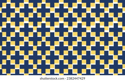 blue and yellow seamless pattern with cross squares design for fabric print, repeat patter, replete image, wallpaper