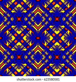 blue yellow seamless pattern with stripes and wrinkles in the form of lozenges for fabrics and tablecloths