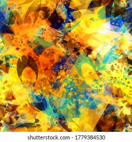 Blue and yellow seamless texture. Abstract vector background for web page, banners backdrop, fabric, home decor, wrapping