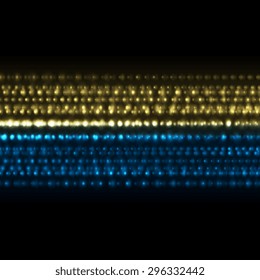 Blue yellow sparkling on dark abstract background. Vector illustration