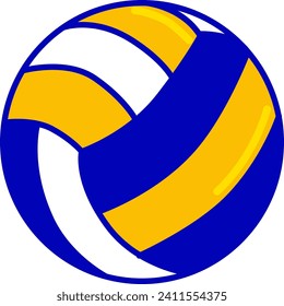 Voleibol deportivo azul y amarillo. Diseño simplificado de bolas de juego, ilustración vectorial de la actividad de ocio.