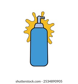 Blue and yellow spray can with flame vector, perfect for cartoons, clipart, and line art designs.






