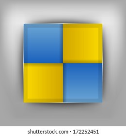 blue and yellow squares in the gray space - vector layout