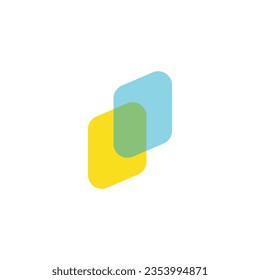 Blue and yellow stacked box logo, can be used as a company logo