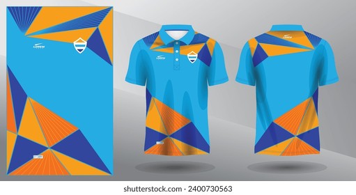 diseño jersey deportivo de polo de sublimación azul y amarillo