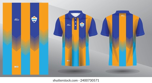 diseño jersey deportivo de polo de sublimación azul y amarillo