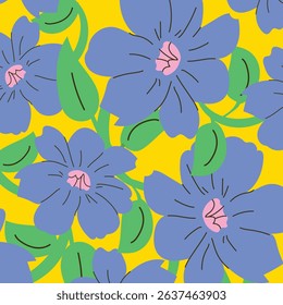 Blue Yellow Summer Seamless Pattern