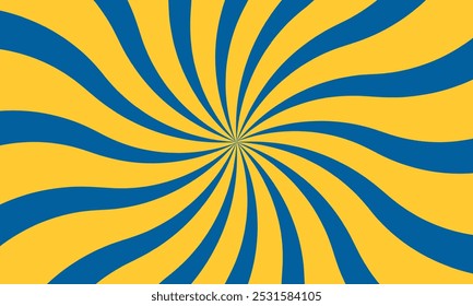 Blue and yellow Sunburst background. Radial Spiral Background with Comic Retro Rays. Perfect for Creating Banners, Posters, Advertising and Graphic Designs, Ideal for Vintage and Retro-Themed Projects