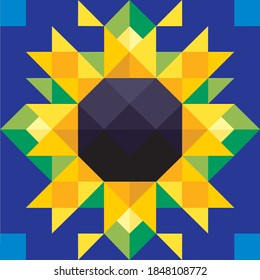 Blue and Yellow Sunflower Quilt Pattern