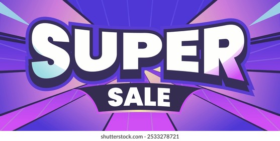 Promoção De Fundo Azul E Amarelo Super Sale Banner