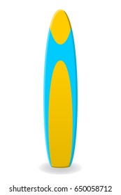 Blue and yellow surfboard