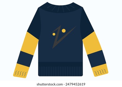 Blue and yellow sweater with a pattern