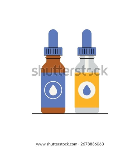 A blue and yellow teardrop shape, representing liquid medicine, fluid drops, or healthcare symbol.
