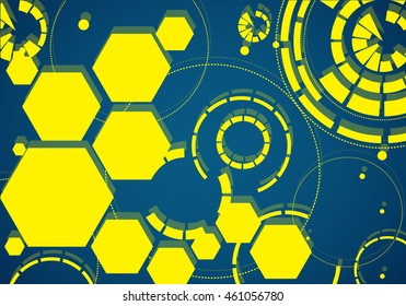 blue and Yellow tech communication banner. Vector creative background