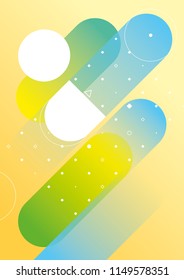 Blue and yellow template for poster. Minimal geometric background. Dynamic shapes composition.