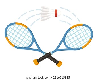 Blue and yellow tennis racket for sport activity vector illustration isolated on white background