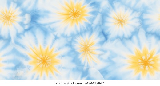 Blue and yellow tie dye pattern seamless  , Colorful tie dye pattern abstract background. Tie Dye two Tone. Abstract batik brush seamless and repeat pattern design.