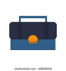 blue and yellow toolbox , Vector illustration over white background