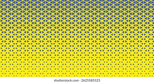 Blue and Yellow Triangle Pattern Halftone Abstract Vector Geometric Technology Background. Triangle Halftone Texture. Minimal Stylish Dynamic Technology Wallpaper