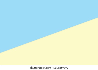 blue yellow two color soft paper pastel background, minimal flat lay style fashionable cosmetics pastel color top view banner, wallpaper geometric flat lay style abstract overlays backdrop (vector)