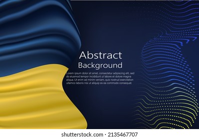 Blue and yellow Ukrainian flag. and a musical wave of blue-yellow dots. backdrop of calm and peace.