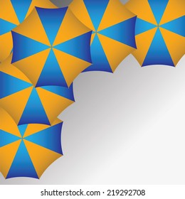 Blue and yellow umbrellas background. vector illustration