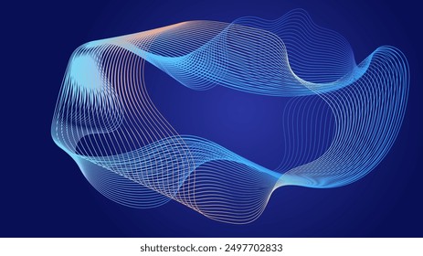 Blue and yellow vector abstract particles soundwave background