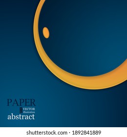 Blue and yellow vector background curve line with space overlap layer color for text and message modern artwork design