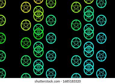Blue, Yellow vector background with occult symbols. Colorful mystic symbols with a gradient in ancient style. Design for magic, spiritual events.