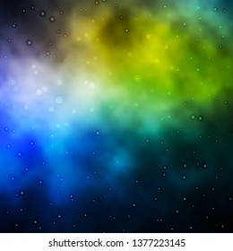 Blue, Yellow vector background with small and big stars. Blur decorative design in simple style with stars. Pattern for wrapping gifts.